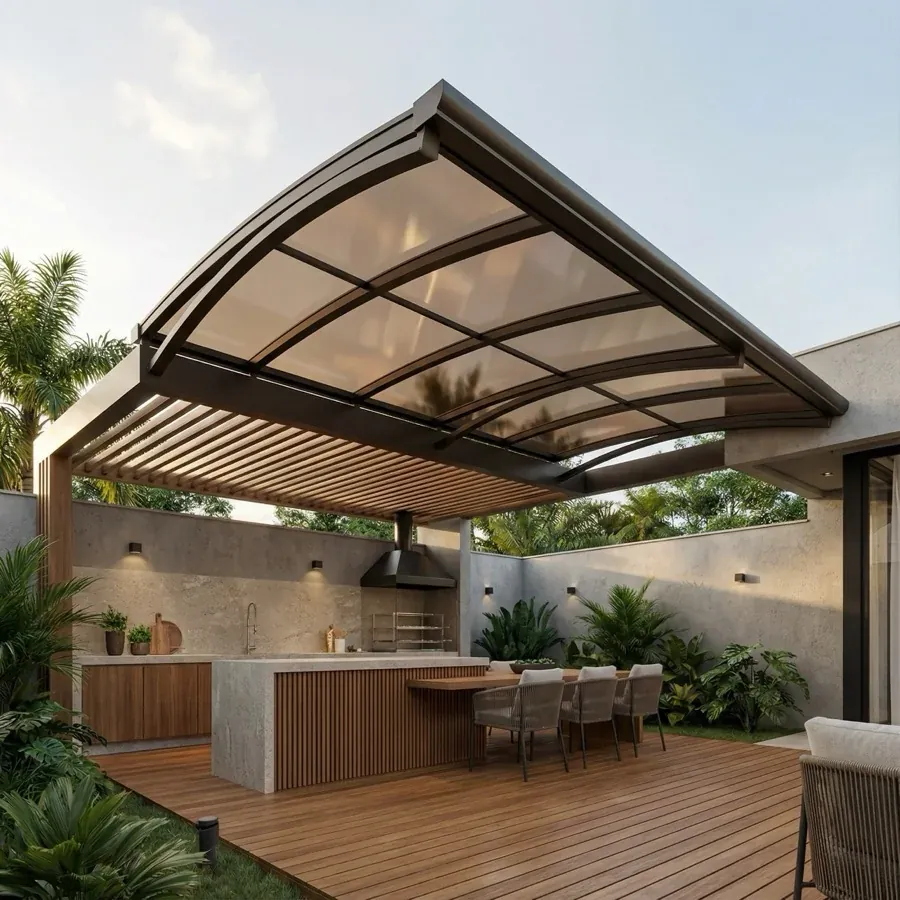 Detalhe de aplicação de Cobertura para Piscina
